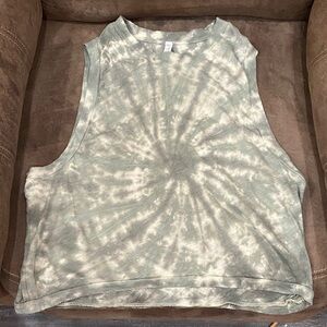 Tie-Dye Sleeveless Crop Top - Sage Green
